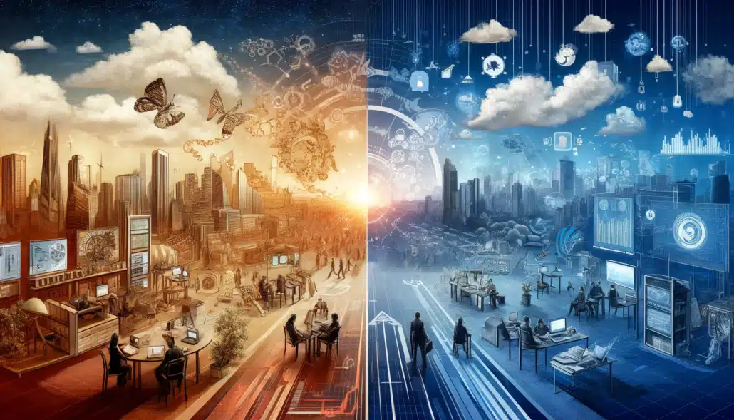 Visual Contrast of Traditional vs Digital Sales Transformation"